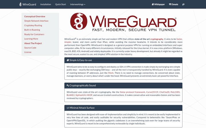Skjámynd af wireguard.com