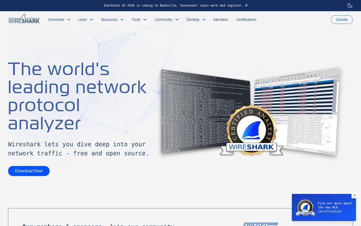 Screenshot di wireshark.org