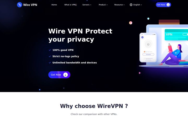 Screenshot ta' wirevpn.app