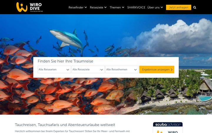 Snimka zaslona za wirodive.de