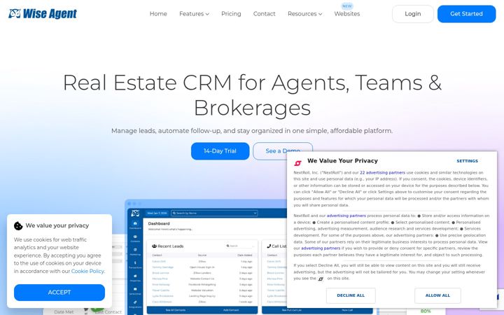 Screenshot ta' wiseagent.com