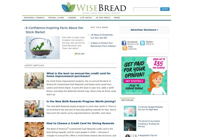 Zrzut ekranu wisebread.com
