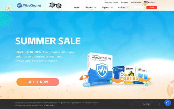 Posnetek zaslona wisecleaner.com