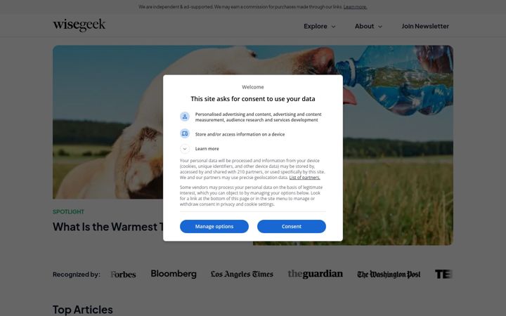 Screenshot of wisegeek.org