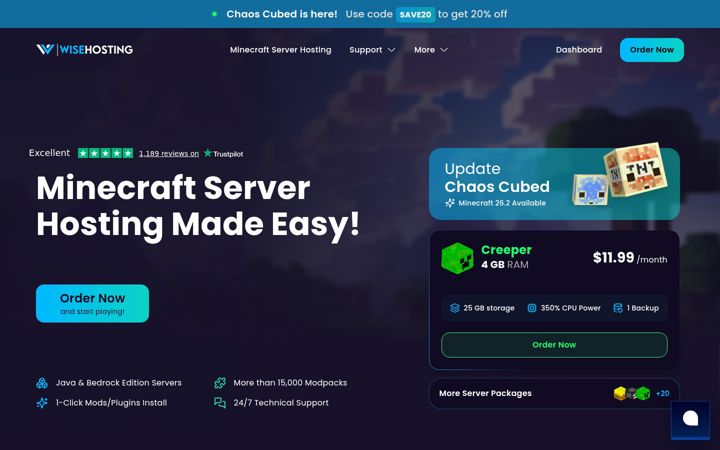 Screenshot of wisehosting.com