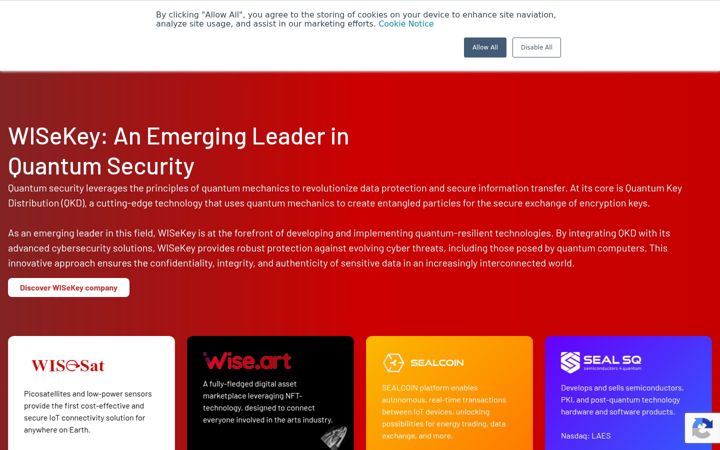 Screenshot of wisekey.com