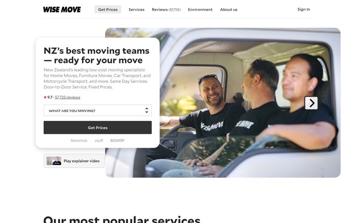 Skærmbillede af wisemove.co.nz