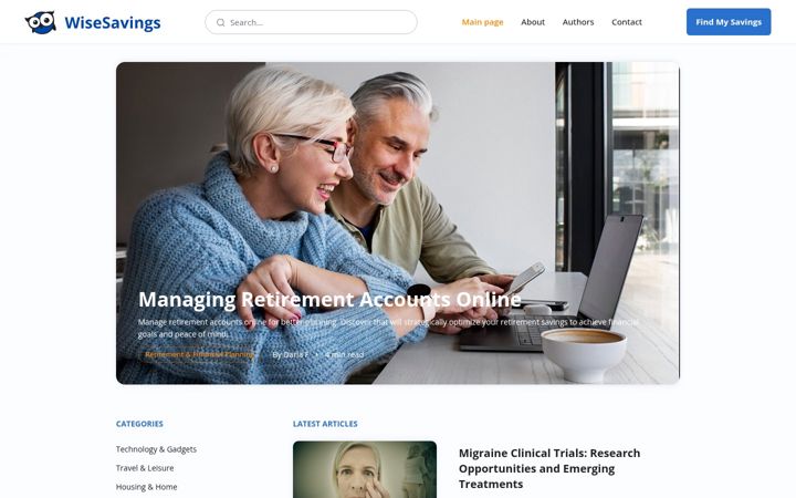Screenshot of wisesavings.com