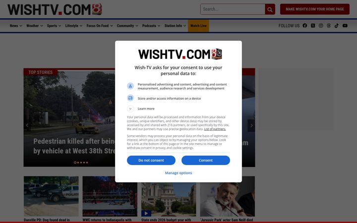 Captura de pantalla de wishtv.com