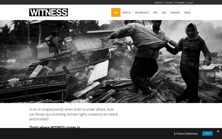 Screenshot of witness.org