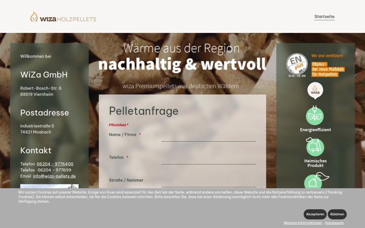 Skærmbillede af wiza-pellets.de