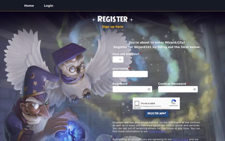 Kuvakaappaus sivustosta wizard101.com