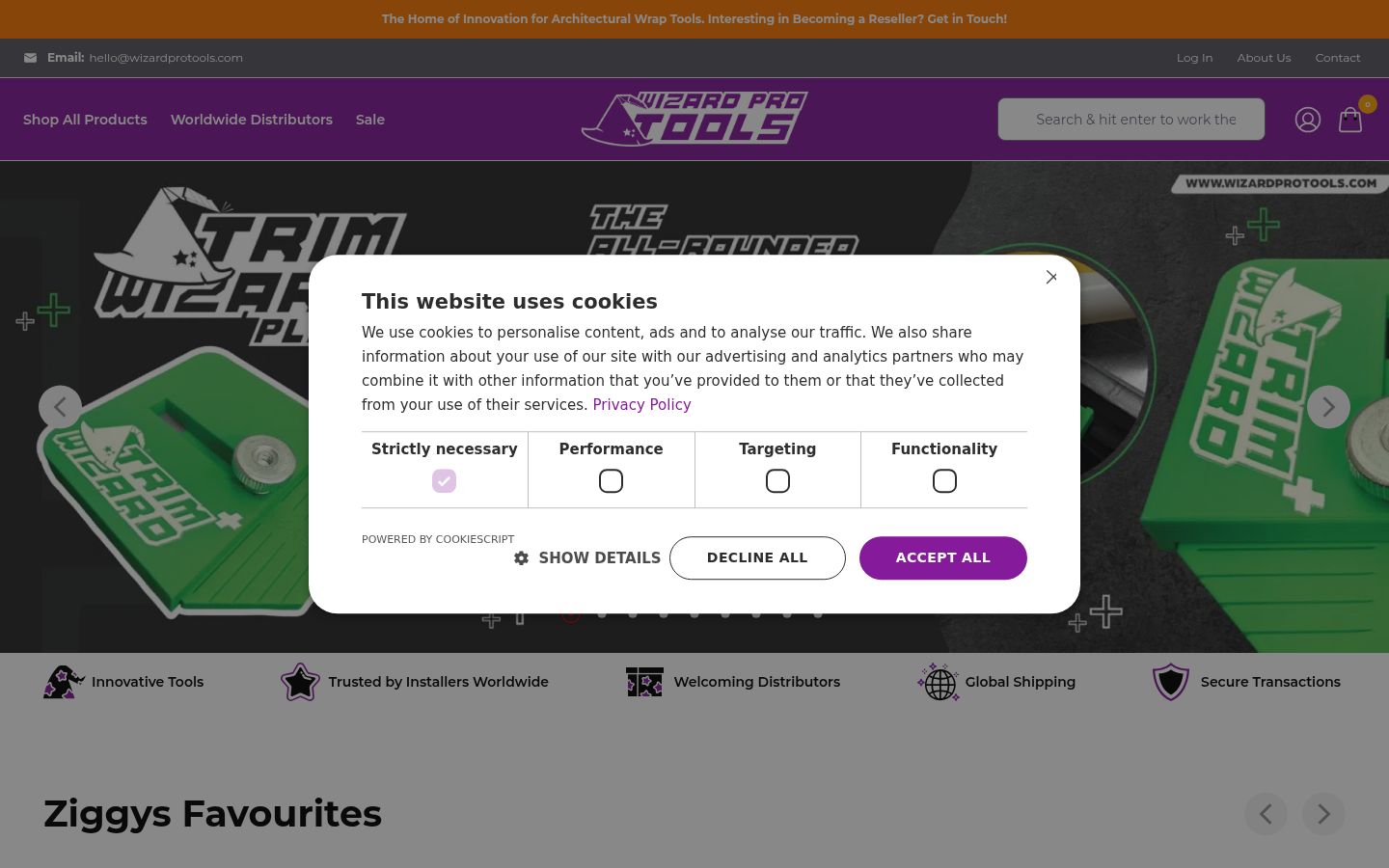Screenshot of the consent banner shown before any interaction