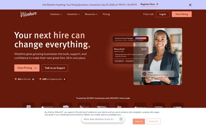 Screenshot of wizehire.com