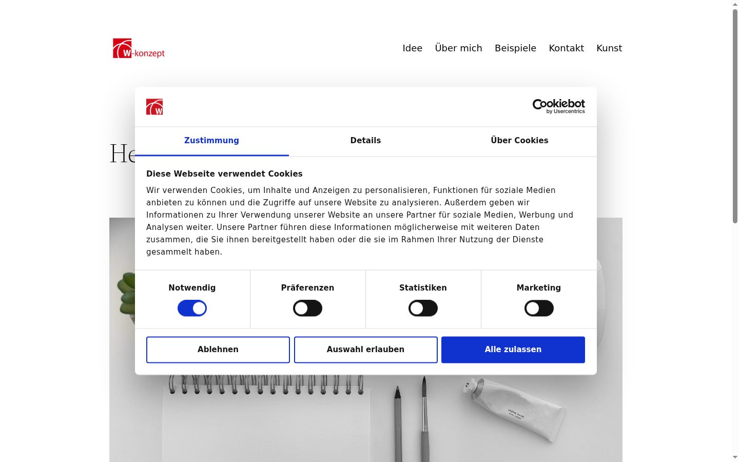 Screenshot van de toestemmingsbanner zoals getoond vóór enige interactie