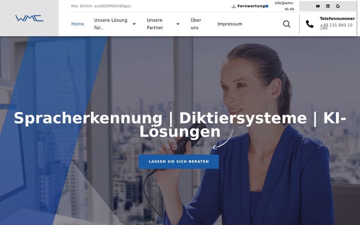 Screenshot of wmc-diktiersysteme.de