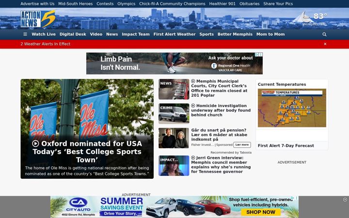 Screenshot of wmcactionnews5.com