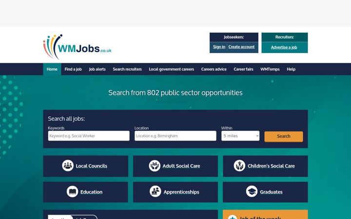 Screenshot of wmjobs.co.uk