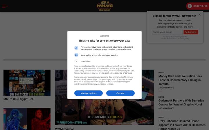 Screenshot of wmmr.com
