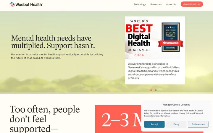 Screenshot of woebothealth.com