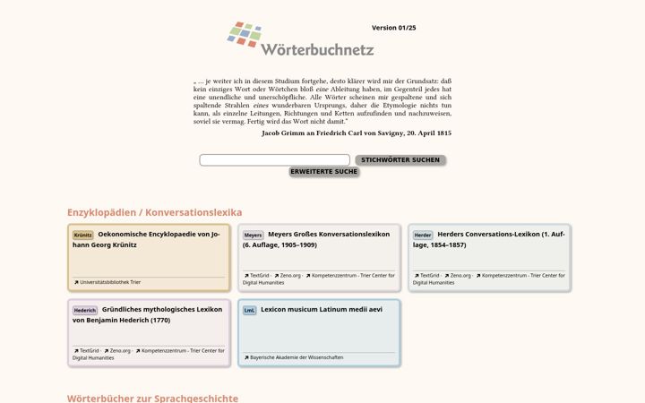 Screenshot of woerterbuchnetz.de