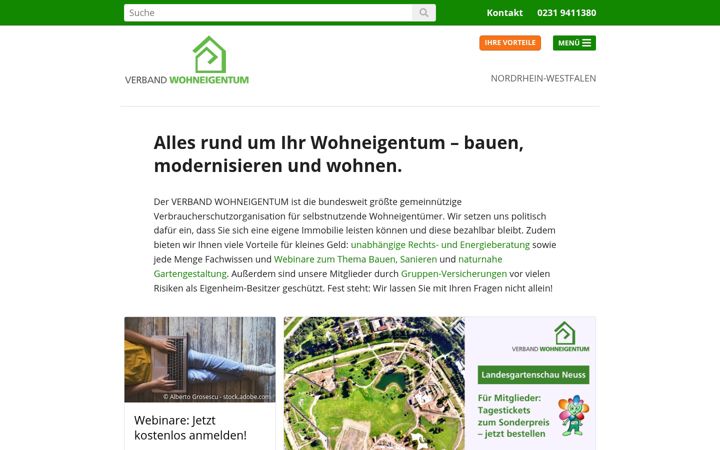 Screenshot of wohneigentum.nrw