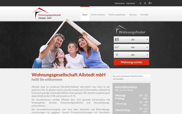 Skärmbild av wohnungsgesellschaft-allstedt.de