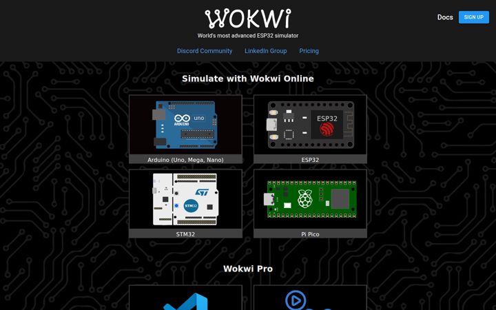 Snímek obrazovky wokwi.com