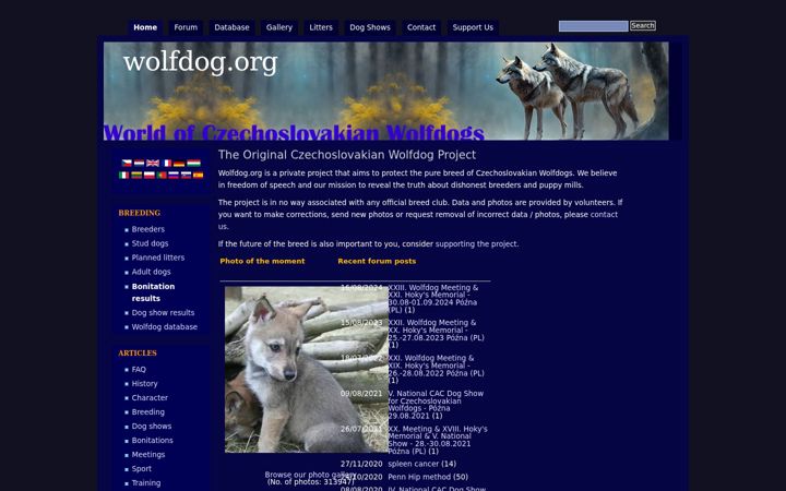 Screenshot of wolfdog.org
