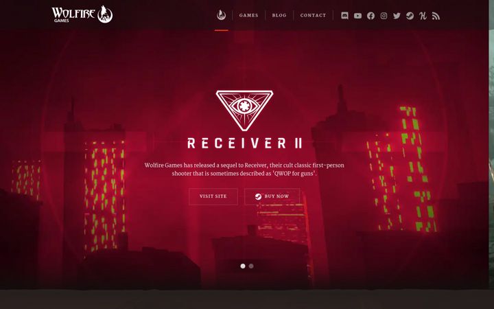 Screenshot of wolfire.com