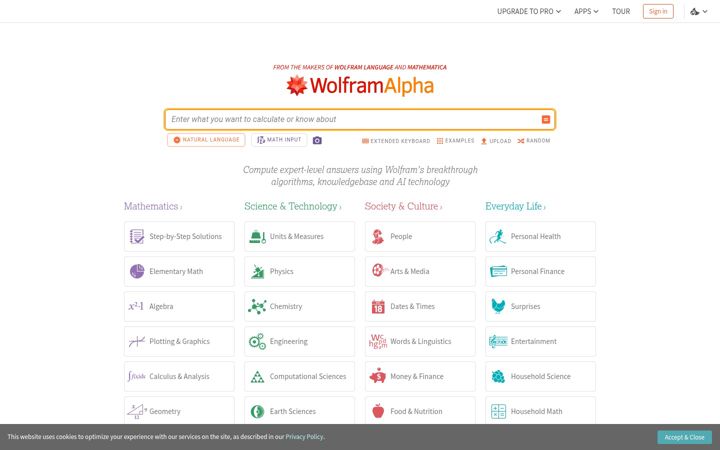 Screenshot von wolframalpha.com