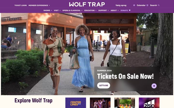 Screenshot of wolftrap.org