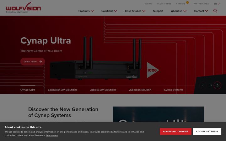 Screenshot of wolfvision.com