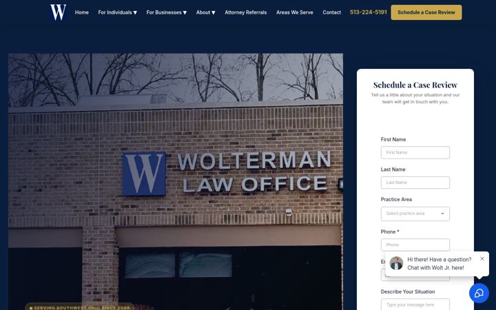 Screenshot of woltermanlaw.com