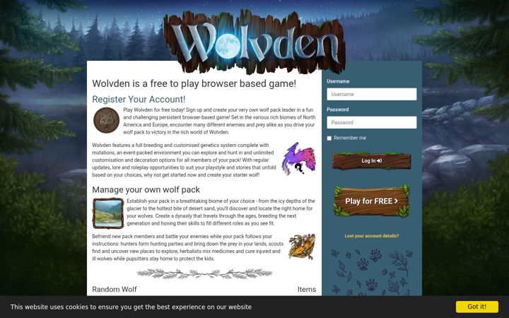 Snímek obrazovky wolvden.com
