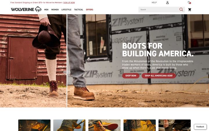 Screenshot of wolverine.com
