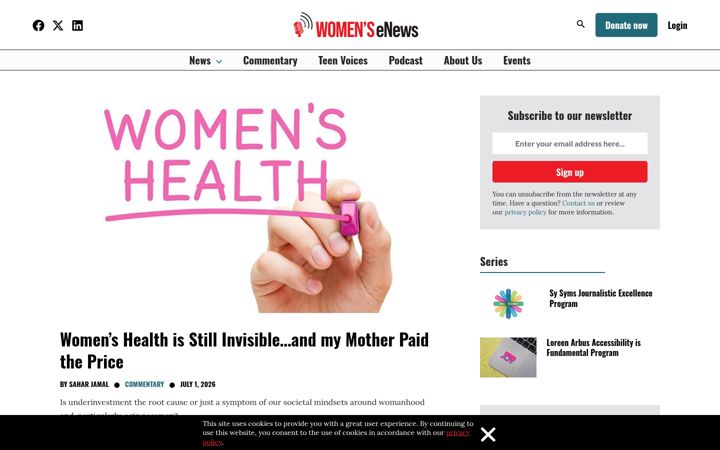 Screenshot of womensenews.org