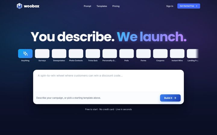 Screenshot von woobox.com