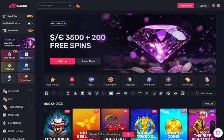 Screenshot of woocasino.com
