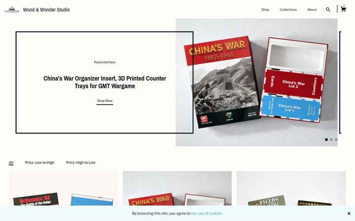 Screenshot of woodandwonderstudio.com