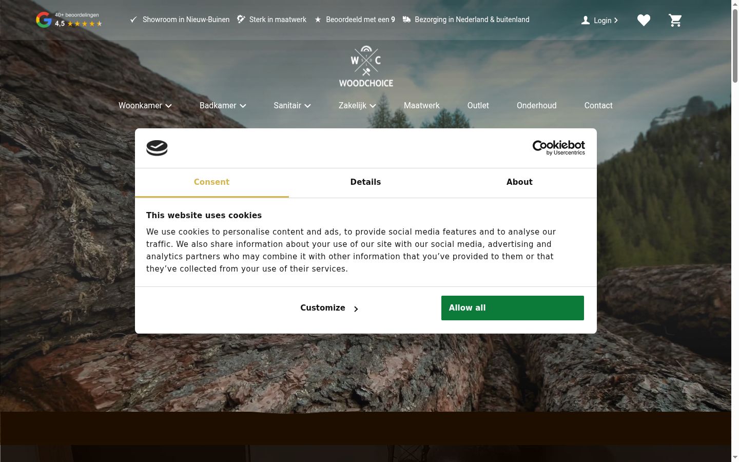 Sutikimo reklamjuostės, rodytos prieš bet kokią sąveiką, ekrano kopija