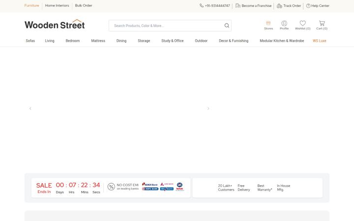Screenshot of woodenstreet.com