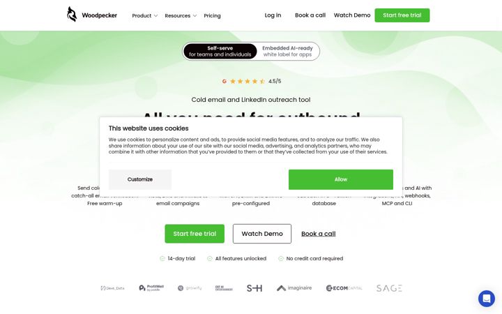 Screenshot of woodpecker.co