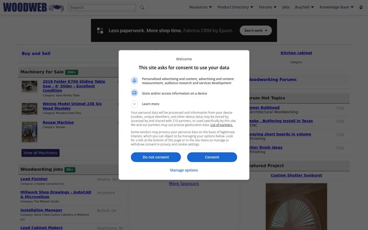 Screenshot of woodweb.com