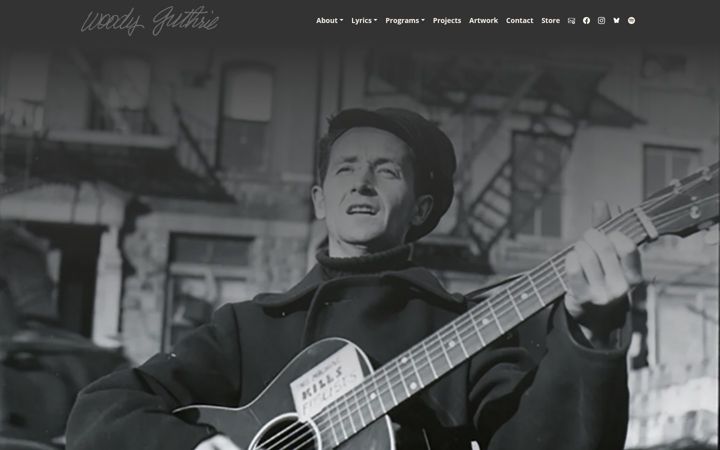 Snimka zaslona za woodyguthrie.org