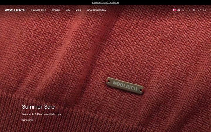 Screenshot stránky woolrich.com