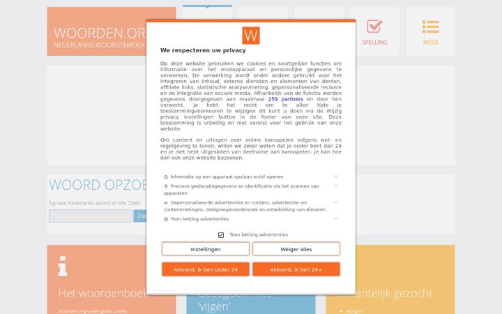 Skjermbilde av woorden.org