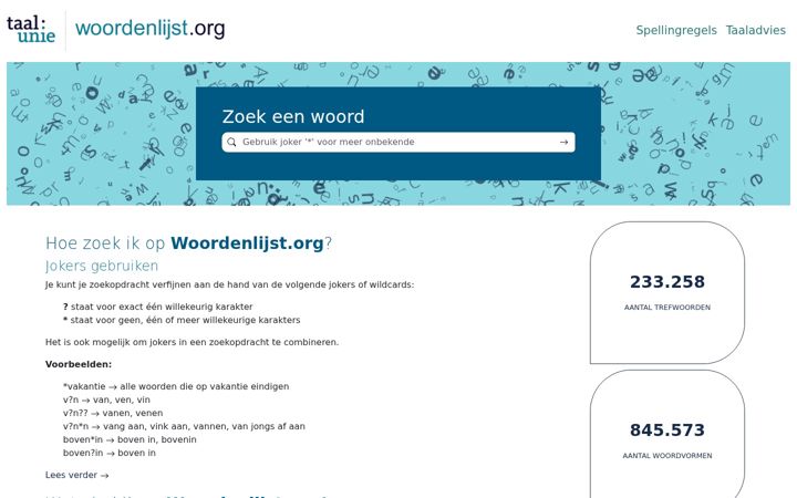 Screenshot of woordenlijst.org