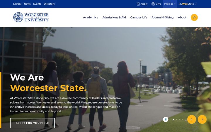 Screenshot of worcester.edu