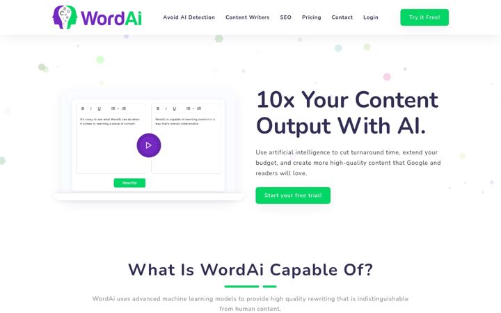 Screenshot di wordai.com